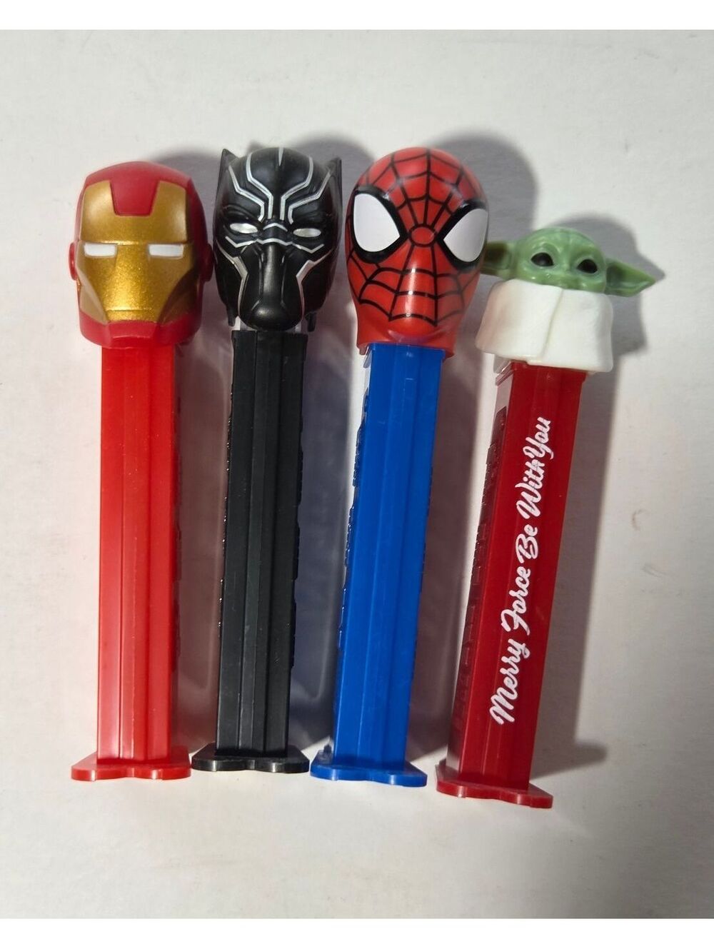 PEZ Dispensers Set Marvel Star Wars Yoda Dpiderman Black Panther Iron Man